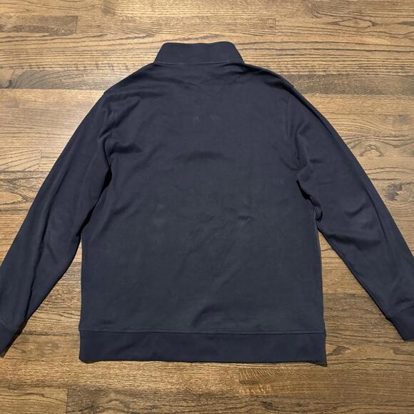 NWOT Ted Baker Blue Geometric Textured Quarter Zip Sweater Size XL - Picture 3 of 5